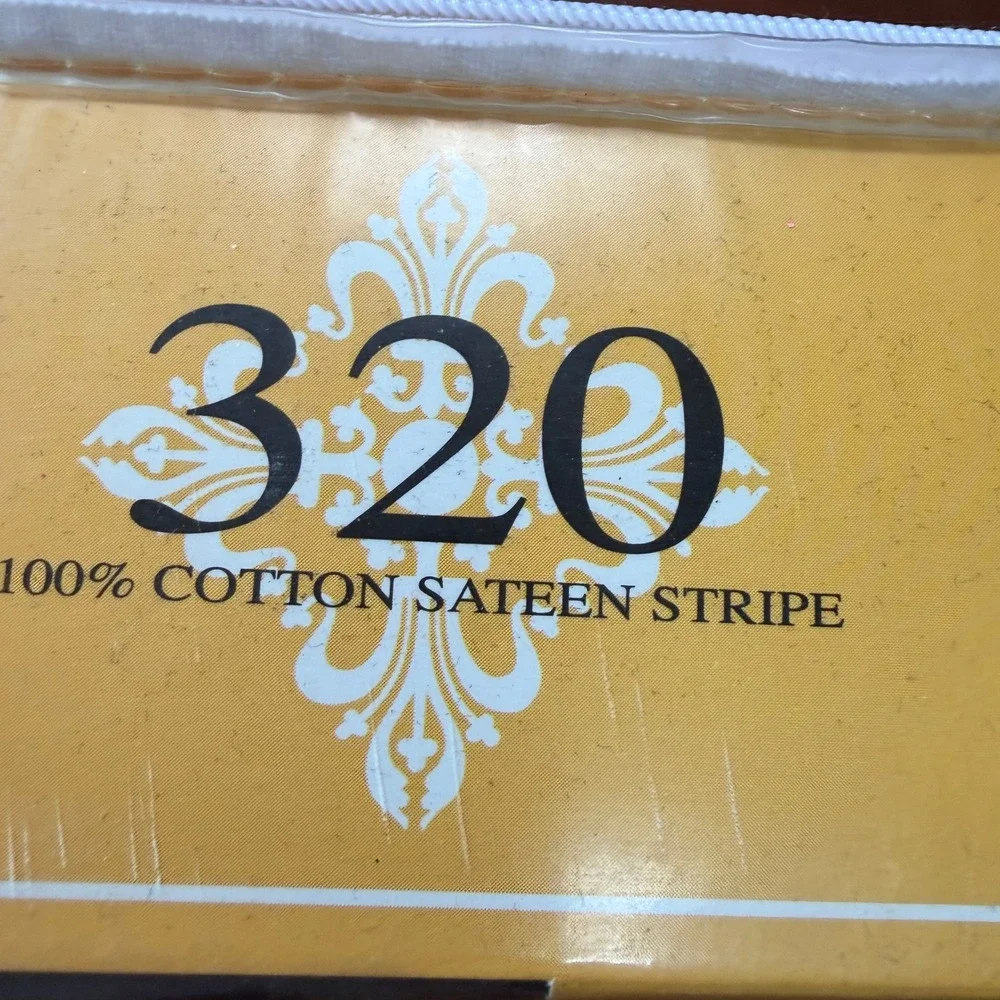 Deluxe Queen Sheet Set 320 Thread Count 100% Cotton Chocolate Sateen Stripe New
